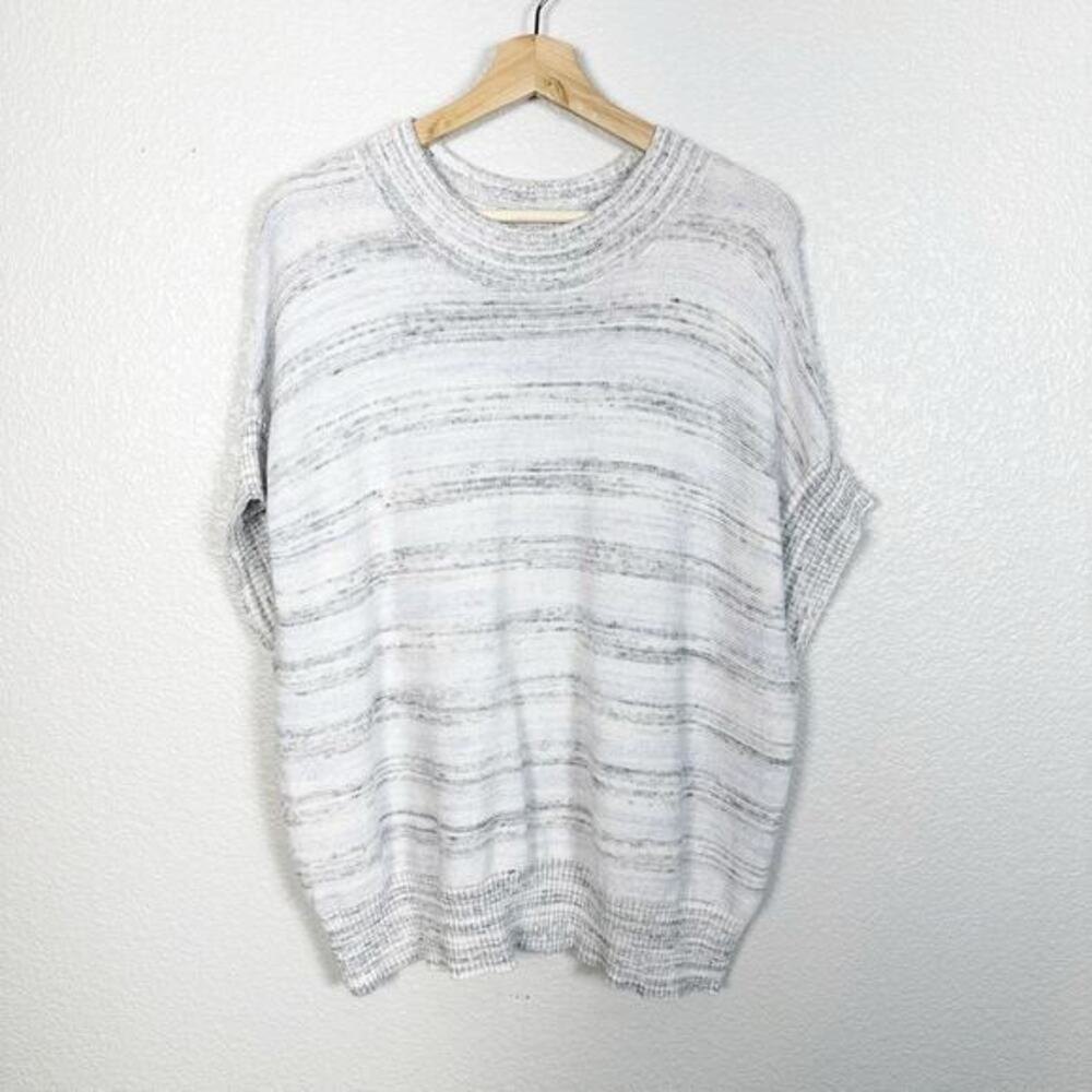 Haven Well Within Women's Organic Cotton‎ Ragg Knit Blouson Top Blue White XL